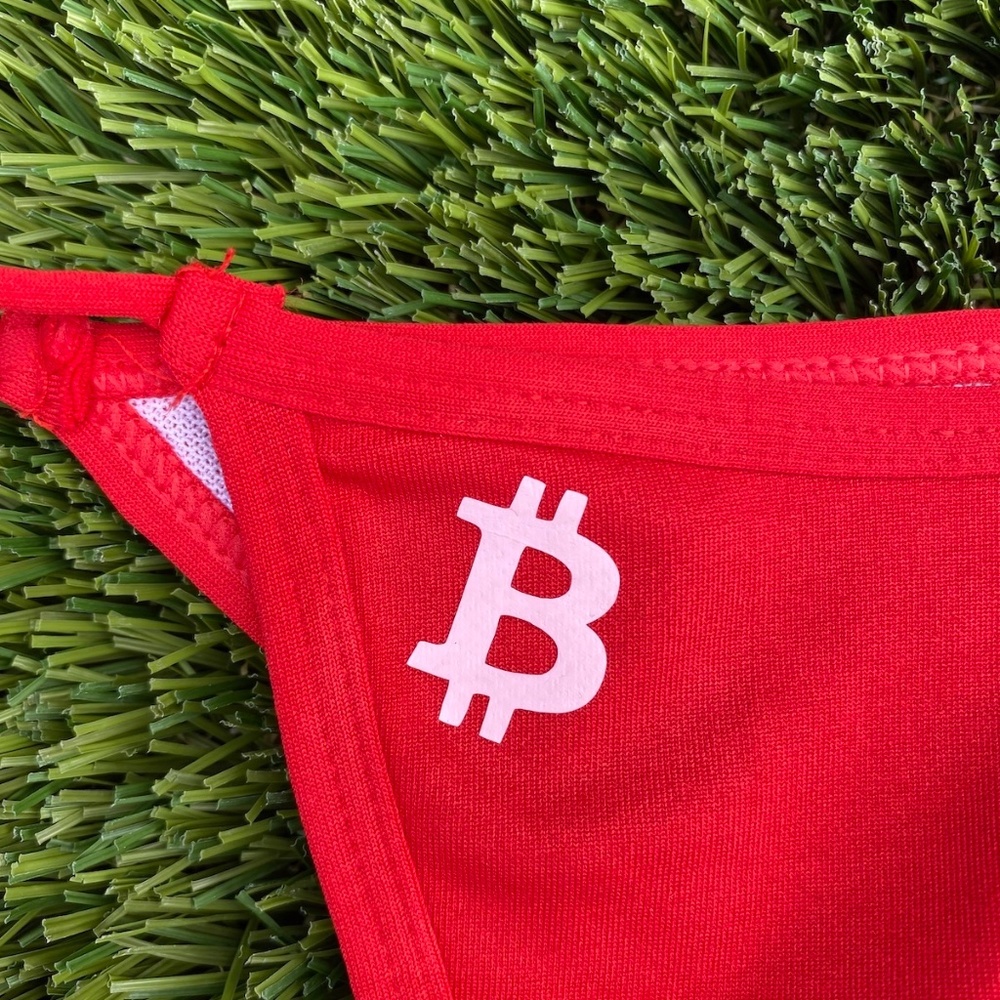 The Original Bitcoin Thong Bikini in Red - Picture 9 of 14
